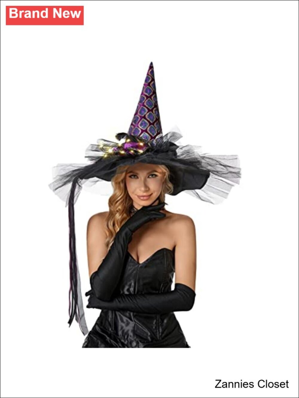 👻 LED Glowing Witch Hat Halloween Costume Accessory One Size Polyester Felt